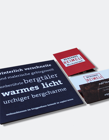 Berggasthaus Heimeli Sapün, Corporate Design, Korrespondenz und Briefschaften, Menukarte / Speisekarte